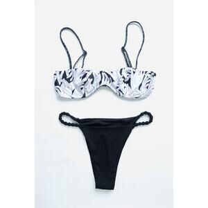 Agua Bendita Swimwear Bikini Set Gleam Margery Top and Solid Bottom Size S